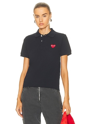 COMME des GARCONS PLAY Cotton Polo with Red Emblem in Navy - Navy. Size S (also in XS).