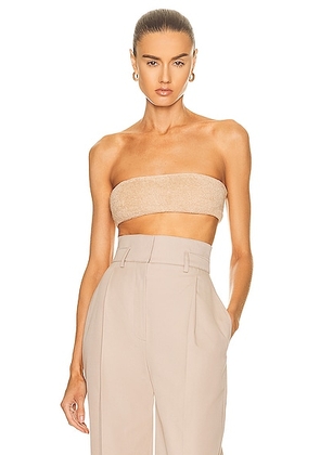 LaQuan Smith Terry Cloth Bandeau Top in Sand - Tan. Size XS (also in ).