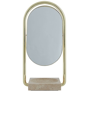 AYTM Angui Table Mirror in Travertine & Gold - Metallic Gold. Size all.