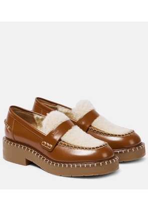 Chloé Noua shearling-trimmed leather loafers