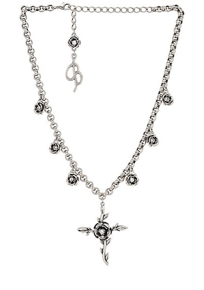 Blumarine Cross Necklace in Nikel - Metallic Silver. Size all.