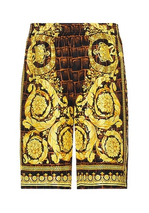 VERSACE Baroccodile Short in Caramel  Black & Gold - Brown. Size 50 (also in 46, 52).