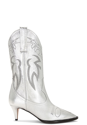 Moschino Jeans Ankle Boot in Fantasy Print Silver - Metallic Silver. Size 36.5 (also in 38, 38.5).