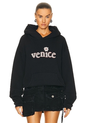 ERL Unisex Venice Patch Hoodie Knit in BLACK - Black. Size L (also in ).
