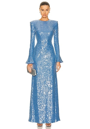 Lapointe Sequin Viscose Flare Sleeve Maxi Dress in Sky Blue - Baby Blue. Size 0 (also in 2, 4).