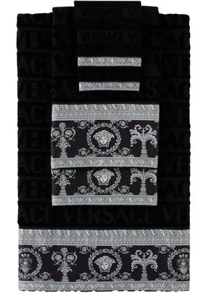 Versace Black 'I Heart Baroque' Towel Set, 5 pcs
