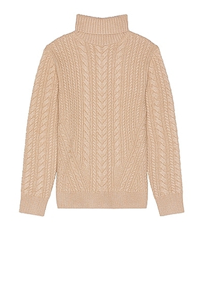 SIMKHAI Ajax Turtleneck Cable Sweater in Driftwood - Nude. Size S (also in ).