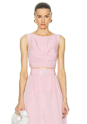 MATTHEW BRUCH Boat Neck Sleeveless Wrap Top in Pink - Pink. Size 1 (also in ).