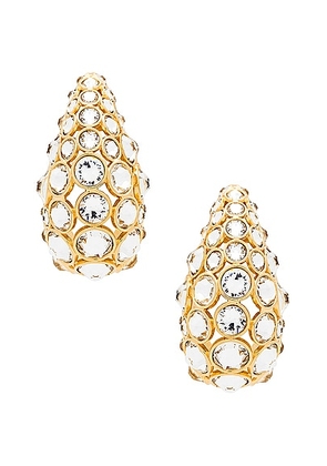 Valentino Garavani Pineapple Earrings in Oro & Crystal - Metallic Gold. Size all.