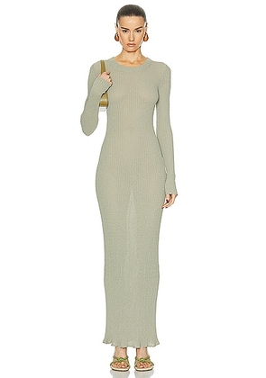 ami Ribbed Long Dress in Sage - Sage. Size L (also in S, XS).
