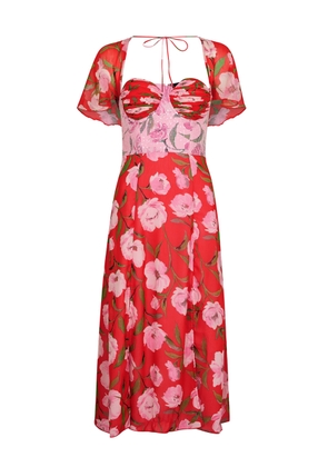 Rotate Sunday Floral-print Chiffon Midi Dress - Pink - 40 (UK12 / M)