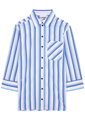 Ganni Striped Cotton-poplin Shirt - Blue - 38 (UK10 / S)