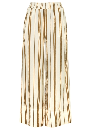 Bella Dahl Striped Wide-leg Linen-blend Trousers - Cream - L (UK14 / L)