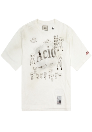 Maison mihara yasuhiro Distressed Acid Printed Cotton T-shirt - White