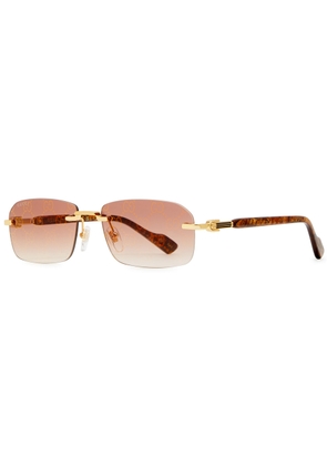 Gucci Guccissima Rimless Rectangle-frame Sunglasses - Brown