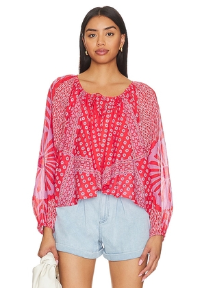 Free People Elena Printed Top in Red. Size XS.
