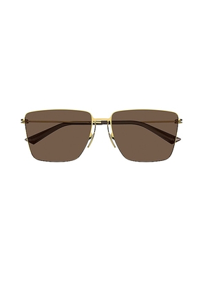 Bottega Veneta Thin Triangle Square Sunglasses in Metallic Gold.