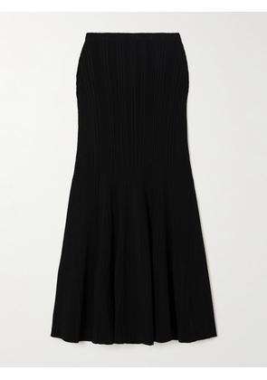 Self-Portrait - Ribbed-knit Midi Skirt - Black - x small,small,medium,large