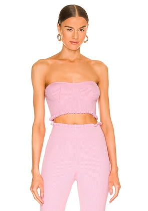 MAJORELLE Cropped Sweetheart Ribbed Tube Top in Pink. Size XL.