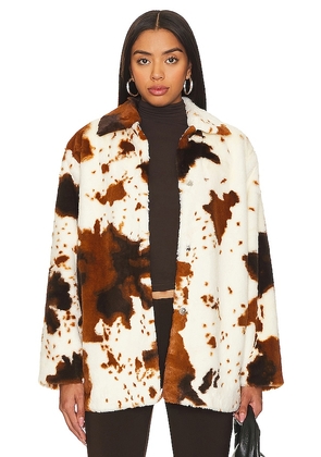 LNA Cowgirl Faux Fur Coat in White. Size M, S.