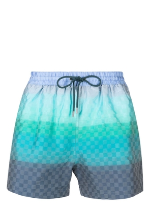 Paul Smith Gradient Check-jacquard swim shorts - Blue