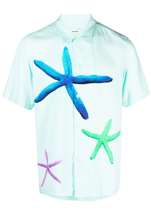 SANDRO starfish-print short-sleeve shirt - Blue