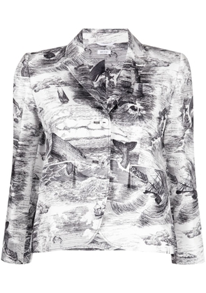 Thom Browne nautical-print single-breasted blazer - White