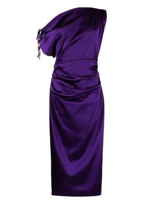 Talbot Runhof gathered satin minidress - Purple