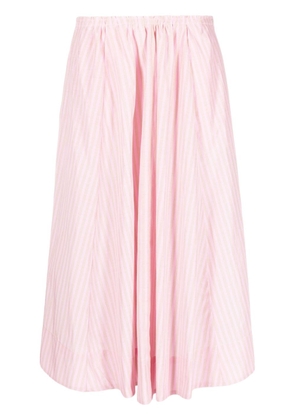 Forte Forte horizontal-stripe cady flared skirt - Pink