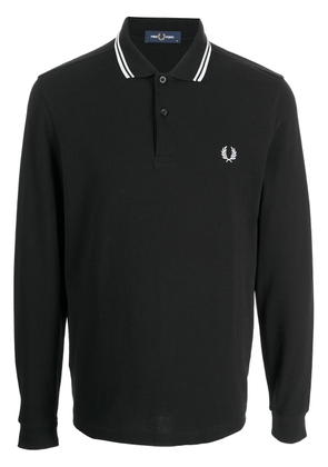 Fred Perry embroidered-logo cotton polo shirt - Black