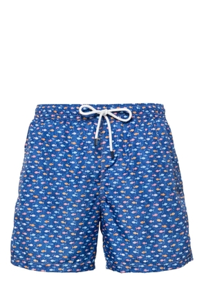 Fedeli Madeira fish-print swim shorts - Blue
