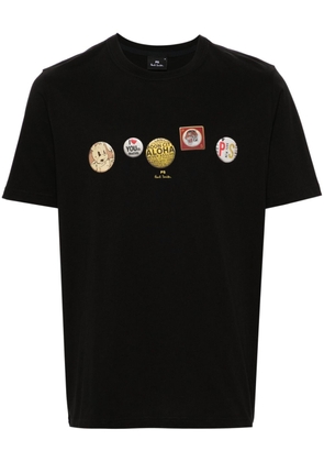PS Paul Smith Badges-print organic-cotton T-shirt - Black