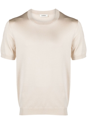 SANDRO fine-knit crew-neck T-shirt - Neutrals
