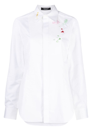 Undercover floral-embroidered cotton shirt - White