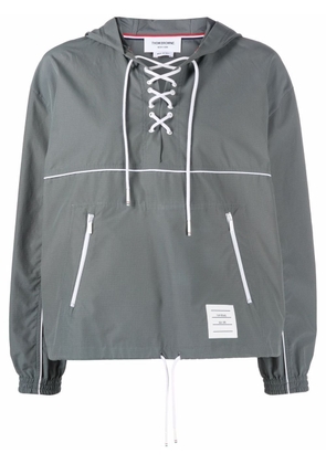 Thom Browne lace-up hooded jacket - Grey
