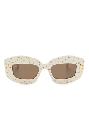 LOEWE EYEWEAR Smooth Pavé oversize-frame sunglasses - Neutrals