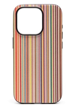 Paul Smith Signature Stripe leather iPhone 15 Pro Case - Multicolour