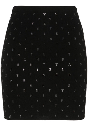 Elisabetta Franchi crystal-lettering ribbed mini skirt - Black