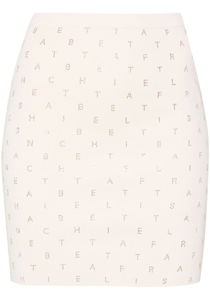 Elisabetta Franchi rhinestone-logo mini skirt - Neutrals