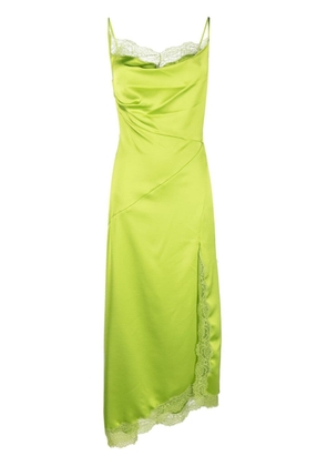 PINKO lace-trim satin maxi dress - Green