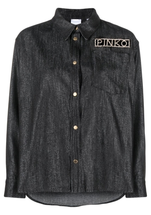 PINKO cut-out logo-appliqué shirt - Grey