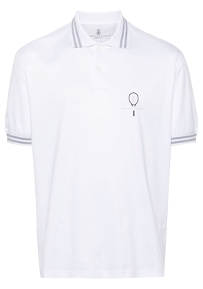 Brunello Cucinelli logo-print polo shirt - White