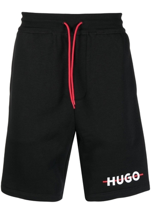 HUGO logo-print track shorts - Black