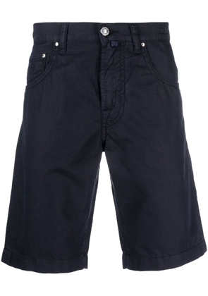 Jacob Cohën logo-patch cotton-linen blend shorts - Blue