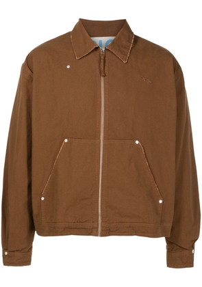 Piet Distressed logo-embroidered jacket - Brown