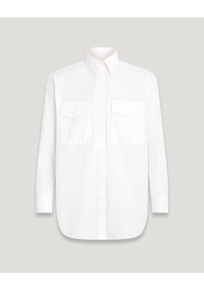 Belstaff Hurste Oversized Shirt Women's Garment Dye Cotton White Size 2XL