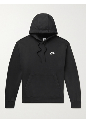 Nike - Sportswear Club Logo-Embroidered Cotton-Blend Jersey Hoodie - Men - Black - XS