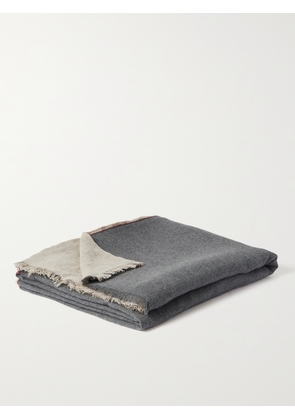 RD.LAB - Tubo Fringed Two-Tone Linen, Cashmere and Silk-Blend Throw - Men - Gray