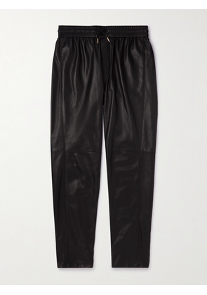 SAINT LAURENT - Tapered Leather Sweatpants - Men - Black - IT 46