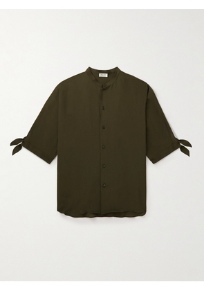 SAINT LAURENT - Grandad-Collar Silk Shirt - Men - Green - 38